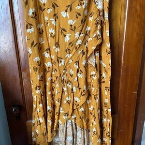 Floral Wrap Ruffle Maxi Skirt | 1X